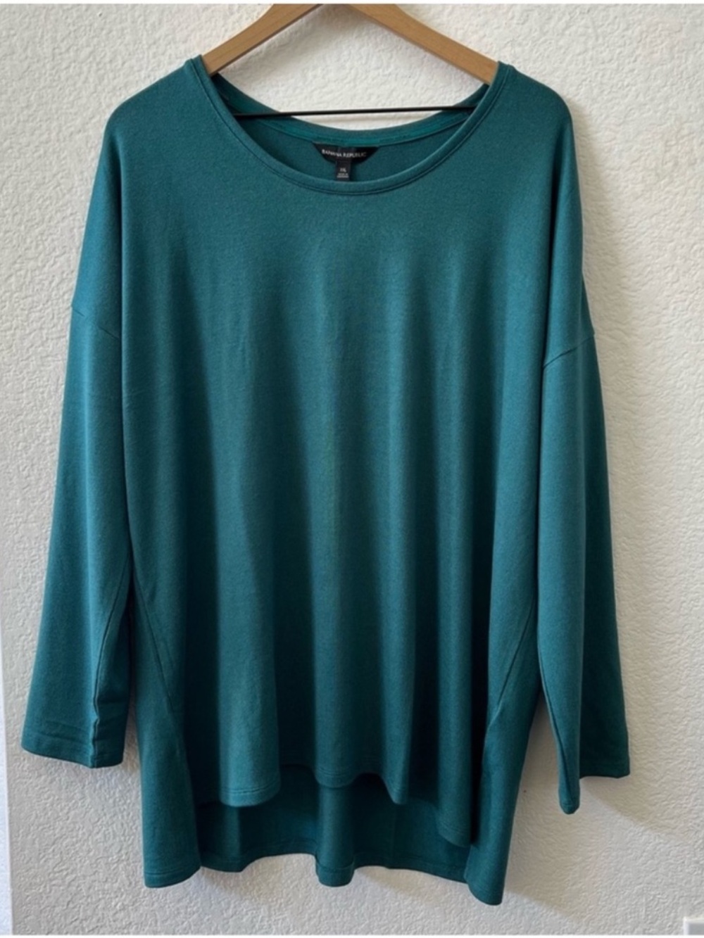Banana Republic Blouse Tunic Top Teal Green Shirt Long Sleeve Size XXL Rayon